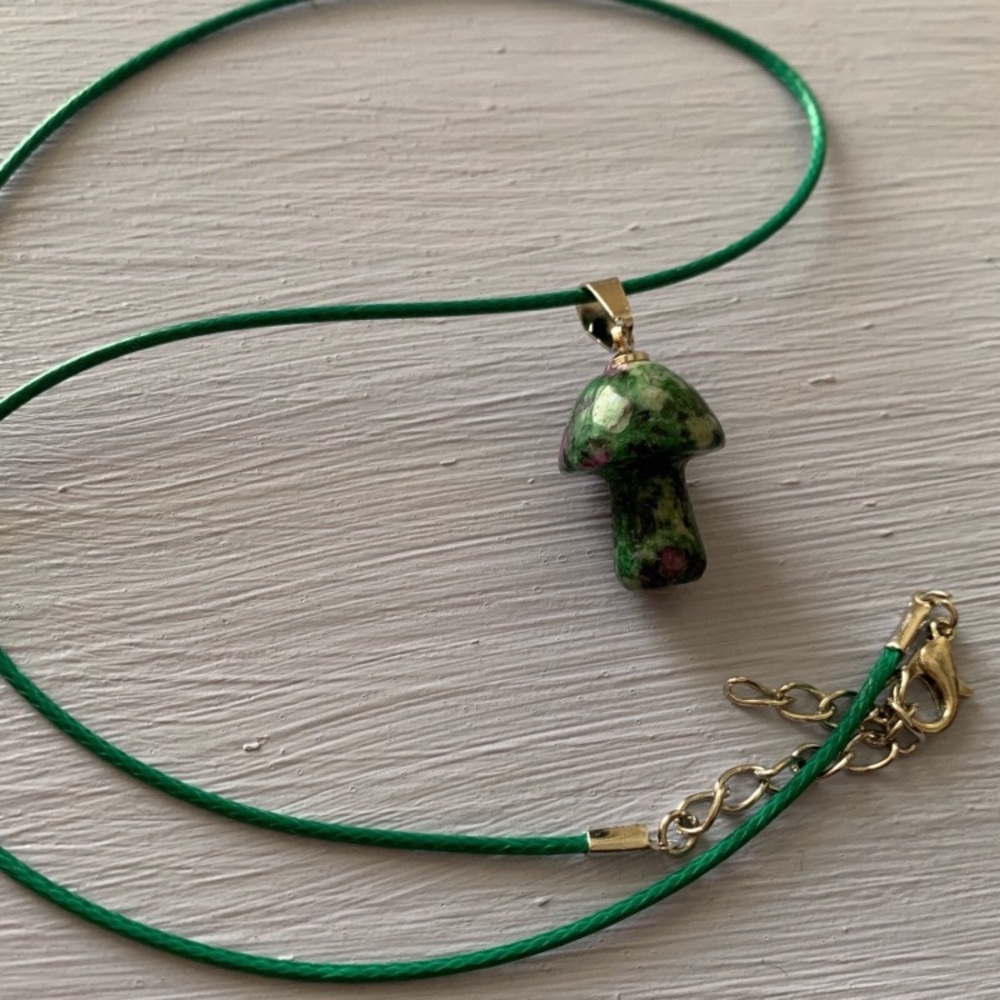 Ruby Zoisite Mushroom Necklace | Mushroom Pendant | Boho Jewelry |Magic Mushroom - Picture 5 of 5
